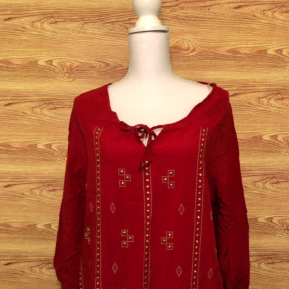 Dressbarn Red long sleeve blouse size XL